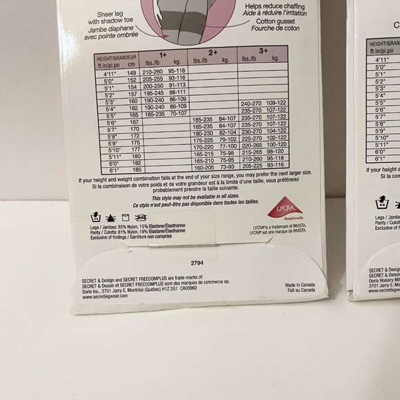 Secret Freedom Plus and Day Sheet Pantyhose Black Size 3X and 3+ - Picture 10 of 15